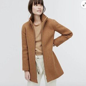 J CREW Lodge coat in Italian stadium-cloth wool Heather Acorn